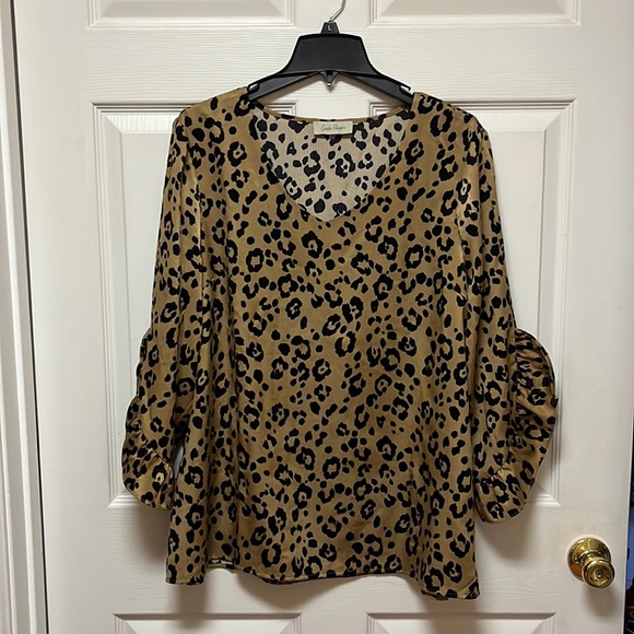 Charlie Paige Tops - Dressy Leopard Print Blouse, Size L